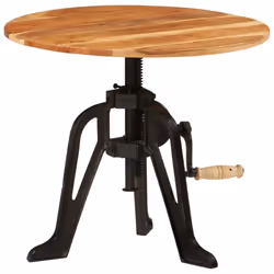 vidaXL Solid Wood Acacia and Cast Iron Side Table Wooden Side End Beside Table - Additional view 7