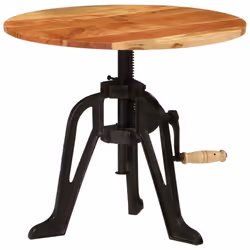 vidaXL Solid Wood Acacia and Cast Iron Side Table Wooden Side End Beside Table - Additional view 8