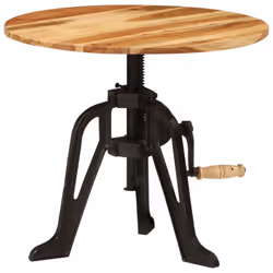 vidaXL Solid Wood Acacia and Cast Iron Side Table Wooden Side End Beside Table - Additional view 9
