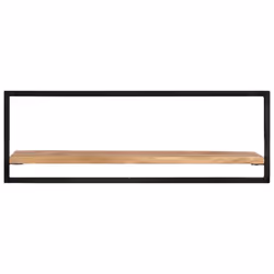 vidaXL Wall Shelf Set Picture Ledges Display Unit Solid Acacia Wood and Steel - 100 x 24 x 35 cm