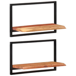 vidaXL Wall Shelf Set Picture Ledges Display Unit Solid Acacia Wood and Steel - 60 Â¡Ã 25 Â¡Ã 35 cm