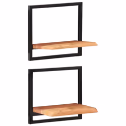 vidaXL Wall Shelf Set Picture Ledges Display Unit Solid Acacia Wood and Steel - 40 Â¡Ã 24 Â¡Ã 35 cm