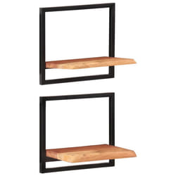 vidaXL Wall Shelf Set Picture Ledges Display Unit Solid Acacia Wood and Steel - 40 Â¡Ã 24 Â¡Ã 35 cm