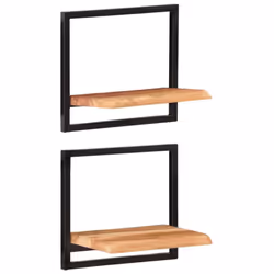 vidaXL Wall Shelf Set Picture Ledges Display Unit Solid Acacia Wood and Steel - 40 Â¡Ã 24 Â¡Ã 35 cm - Additional view 10