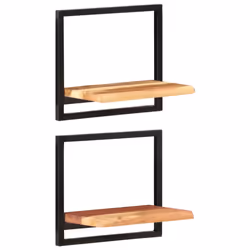 vidaXL Wall Shelf Set Picture Ledges Display Unit Solid Acacia Wood and Steel - 40 Â¡Ã 24 Â¡Ã 35 cm - Additional view 8