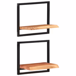 vidaXL Wall Shelf Set Picture Ledges Display Unit Solid Acacia Wood and Steel - 40 Â¡Ã 24 Â¡Ã 35 cm - Additional view 9