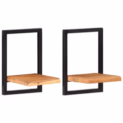 vidaXL Wall Shelf Set Picture Ledges Display Unit Solid Acacia Wood and Steel - 25 ¡à 25 ¡à 35 cm