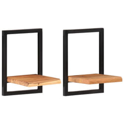 vidaXL Wall Shelf Set Picture Ledges Display Unit Solid Acacia Wood and Steel - 25 Â¡Ã 25 Â¡Ã 35 cm
