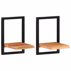 vidaXL Wall Shelf Set Picture Ledges Display Unit Solid Acacia Wood and Steel - 25 Â¡Ã 25 Â¡Ã 35 cm - Additional view 10