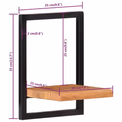 vidaXL Wall Shelf Set Picture Ledges Display Unit Solid Acacia Wood and Steel - 25 Â¡Ã 25 Â¡Ã 35 cm - Additional view 7