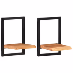 vidaXL Wall Shelf Set Picture Ledges Display Unit Solid Acacia Wood and Steel - 25 Â¡Ã 25 Â¡Ã 35 cm - Additional view 9