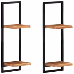 vidaXL Wall Shelf Set Picture Ledges Display Unit Solid Acacia Wood and Steel - 25 Â¡Ã 25 Â¡Ã75 cm - Additional view 10
