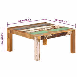 vidaXL Coffee Table Solid Reclaimed Wood Home Rustic Side Couch Sofa Table - Additional view 6