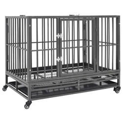 vidaXL Dog Cage with Wheels Steel Dog Puppy Supply Enclosure Crate Kennel
