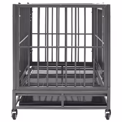 vidaXL Dog Cage with Wheels Steel Dog Puppy Supply Enclosure Crate Kennel