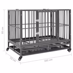 vidaXL Dog Cage with Wheels Steel Dog Puppy Supply Enclosure Crate Kennel