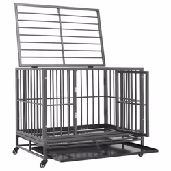 vidaXL Dog Cage with Wheels Steel Dog Puppy Supply Enclosure Crate Kennel - Additional view 4