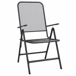 vidaXL 2/4x Folding Garden Chairs Expanded Metal Mesh Anthracite Patio Seat - 2