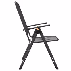 vidaXL 2/4x Folding Garden Chairs Expanded Metal Mesh Anthracite Patio Seat - 2 - Additional view 4