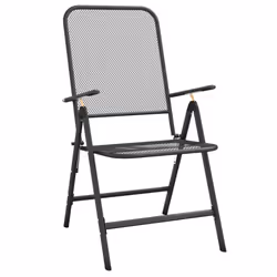 vidaXL 2/4x Folding Garden Chairs Expanded Metal Mesh Anthracite Patio Seat - 4