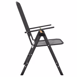 vidaXL 2/4x Folding Garden Chairs Expanded Metal Mesh Anthracite Patio Seat - 4 - Additional view 4