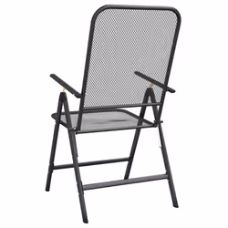 vidaXL 2/4x Folding Garden Chairs Expanded Metal Mesh Anthracite Patio Seat - 4 - Additional view 5