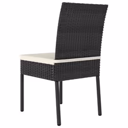 vidaXL 2x Garden Dining Chairs Poly Rattan Black Outdoor Dinner Chair Seat