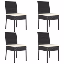 vidaXL 4x Garden Dining Chairs Poly Rattan Black Outdoor Dinner Chair Seat