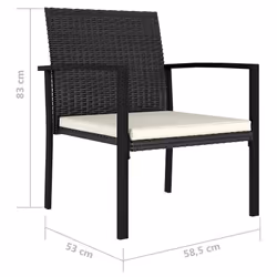 VidaXL 317170 outdoor chair Terrace Padded seat Polyrattan, Steel Black, Cream - Additional view 5
