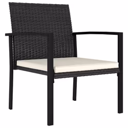 VidaXL 317171 outdoor chair Terrace Padded seat Polyrattan, Steel Black, Cream