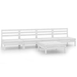 vidaXL Solid Pinewood Garden Lounge Set 5 Piece White Outdoor Seating Sofa