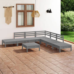 vidaXL Garden Lounge Set Wooden Outdoor Lounge Set 8 Piece Solid Pinewood Grey