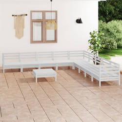 vidaXL Garden Lounge Set Outdoor Lounge Set 10 Piece Solid Wood Pine White