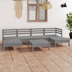 vidaXL Garden Lounge Set Outdoor Sofa Set Couch 7 Piece Grey Solid Wood Pine