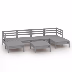 vidaXL Garden Lounge Set Outdoor Sofa Set Couch 7 Piece Grey Solid Wood Pine