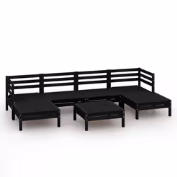 vidaXL Garden Lounge Set Outdoor Lounge Set 7 Piece Black Solid Wood Pine