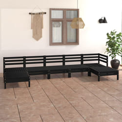 vidaXL Garden Lounge Set Outdoor Lounge Set 7 Piece Black Solid Wood Pine