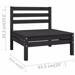 vidaXL Garden Lounge Set Outdoor Lounge Set 7 Piece Black Solid Wood Pine