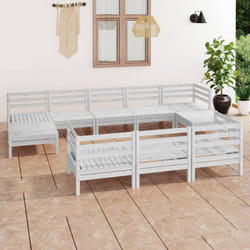vidaXL Garden Lounge Set Outdoor Lounge Set 10 Piece White Solid Wood Pine