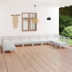 vidaXL Garden Lounge Set Outdoor Lounge Set 10 Piece White Solid Wood Pine