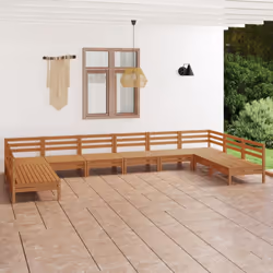 vidaXL Garden Lounge Set Patio Lounge Set 10 Piece Honey Brown Solid Wood Pine