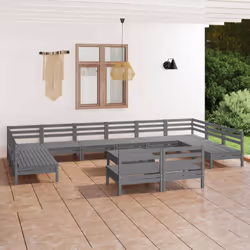 vidaXL Garden Lounge Set Outdoor Lounge Set 13 Piece Grey Solid Wood Pine