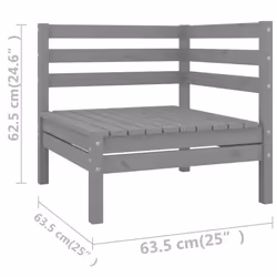 vidaXL Garden Lounge Set Outdoor Lounge Set 12 Piece Grey Solid Wood Pine