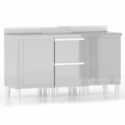 vidaXL 1/2X Commercial Kitchen Cabinet Stainless Steel Home with 2/3 Drawers - cabinets + cabinet with 2 drawers, 3 pcs