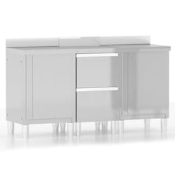 vidaXL 1/2X Commercial Kitchen Cabinet Stainless Steel Home with 2/3 Drawers - cabinets + cabinet with 2 drawers, 3 pcs