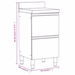 vidaXL 1/2X Commercial Kitchen Cabinet Stainless Steel Home with 2/3 Drawers - cabinets + cabinet with 2 drawers, 3 pcs - Additional view 6