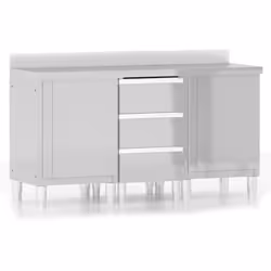 vidaXL 1/2X Commercial Kitchen Cabinet Stainless Steel Home with 2/3 Drawers - cabinets + cabinet with 3 drawers, 3 pcs