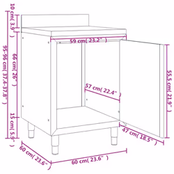vidaXL 1/2X Commercial Kitchen Cabinet Stainless Steel Home with 2/3 Drawers - cabinets with sink + cabinet with 3 drawers, 3 pcs - Additional view 3