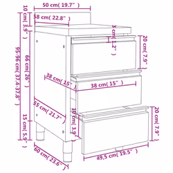 vidaXL 1/2X Commercial Kitchen Cabinet Stainless Steel Home with 2/3 Drawers - cabinets with sink + cabinet with 3 drawers, 3 pcs - Additional view 7
