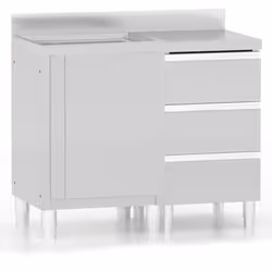 vidaXL 1/2X Commercial Kitchen Cabinet Stainless Steel Home with 2/3 Drawers - cabinet with sink + cabinet with 3 drawers, 2  ...